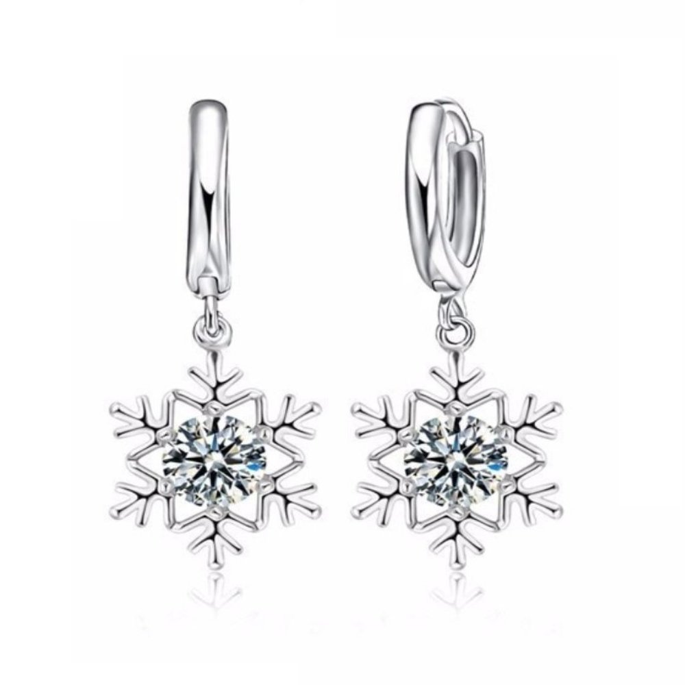❤️ Snowflake Woman 925 Sterling Silver Pendant Earrings And Necklace Set - Picture 3 of 8